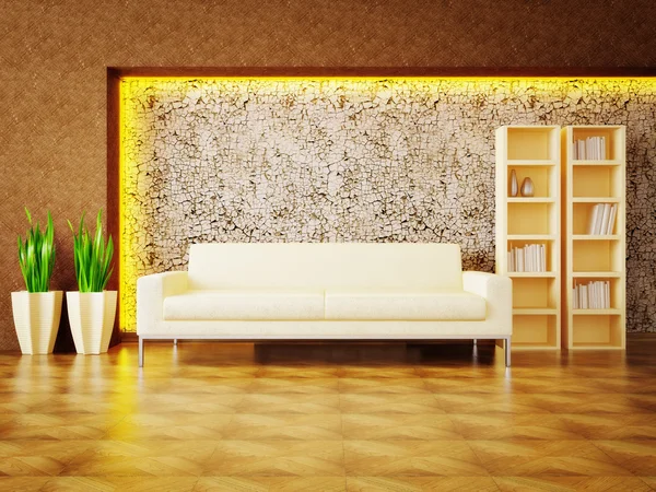 Chambre intérieure moderne avec de beaux meubles à l'intérieur . Image En Vente