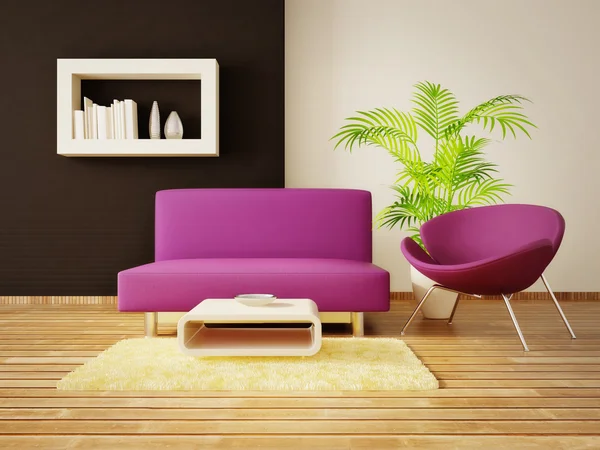 Modern interior room with nice furniture inside. Royalty Free Stock Images