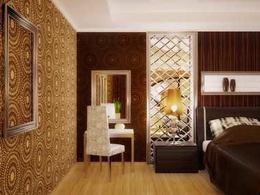 Modern interior room with nice furniture inside. clipart