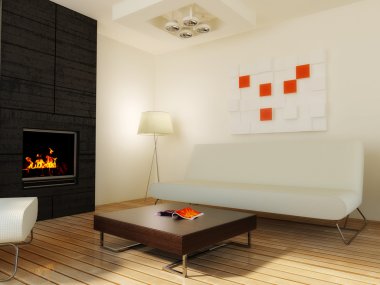 Modern interior room with nice furniture inside. clipart