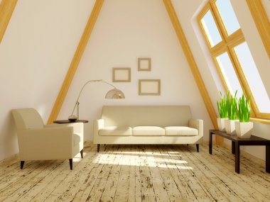 Modern interior room with nice furniture inside. clipart