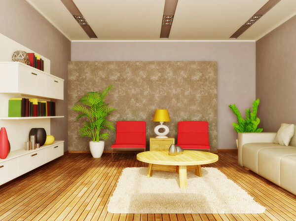 Modern interior room with nice furniture inside.