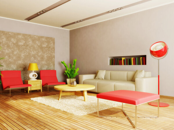 Modern interior room with nice furniture inside.