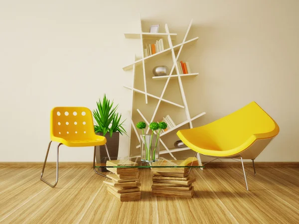 里面好家具与现代室内空间. — 图库照片