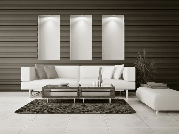 Moderna sala interna con bei mobili all'interno . — Foto Stock