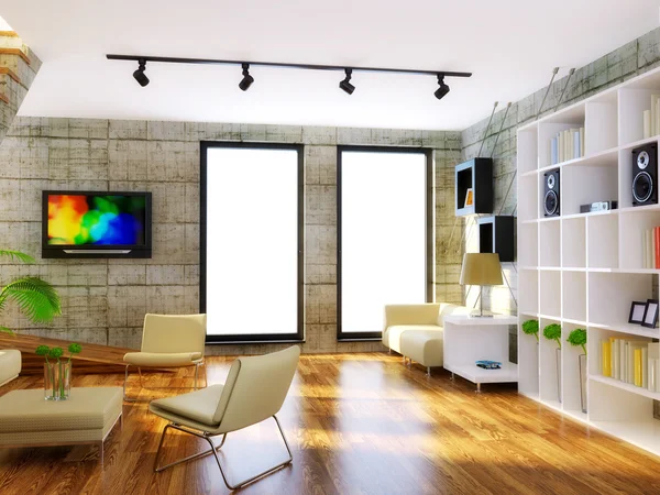 Quarto interior moderno com mobiliário agradável dentro . — Fotografia de Stock