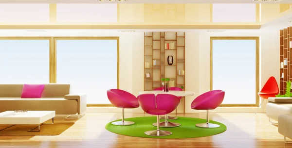 Chambre intérieure moderne avec de beaux meubles à l'intérieur . — Photo