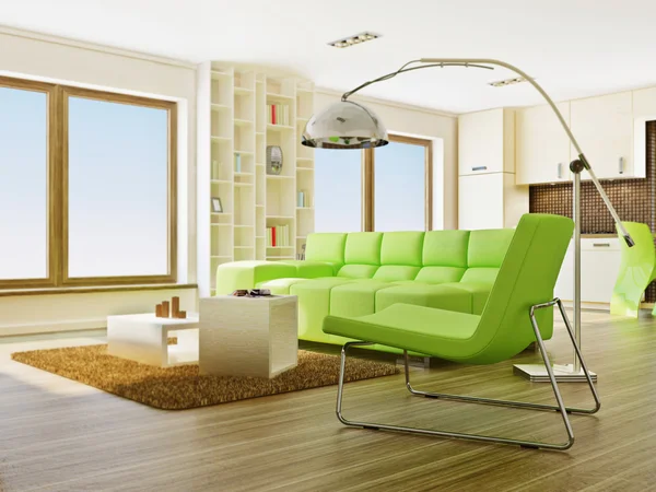 Moderní interiér pokoje s hezkým nábytkem uvnitř. — Stock fotografie