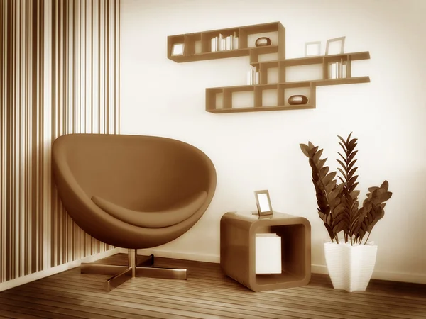 Quarto interior moderno com mobiliário agradável dentro . — Fotografia de Stock