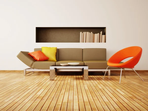 Habitación interior moderna con muebles agradables en el interior . Fotos de stock libres de derechos