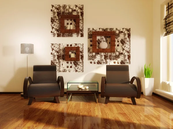 Chambre intérieure moderne avec de beaux meubles à l'intérieur . Images De Stock Libres De Droits