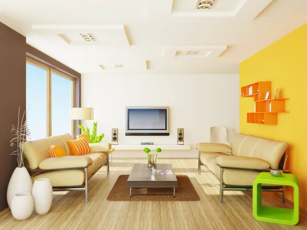 Quarto interior moderno com mobiliário agradável dentro . Imagens Royalty-Free