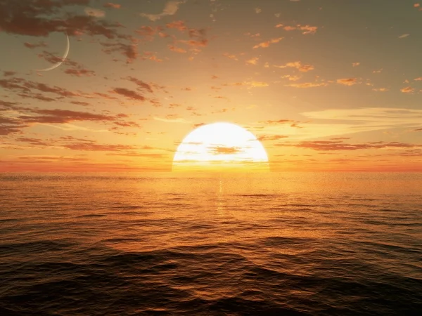 Ηλιοβασίλεμα πάνω από τον ωκεανό Εικόνα Αρχείου