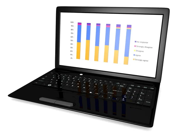 Laptop de negócios com gráfico isolado — Fotografia de Stock