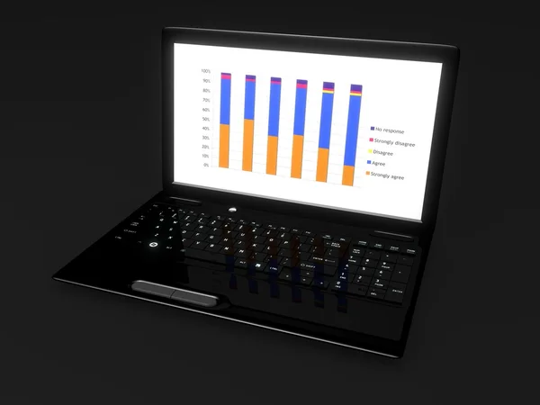 Computadora portátil de negocios con gráfico — Foto de Stock
