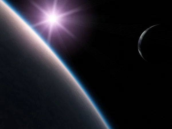 Zonsopgang in de ruimte — Stockfoto