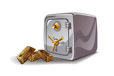 Safe and gold bars vector illustration clipart