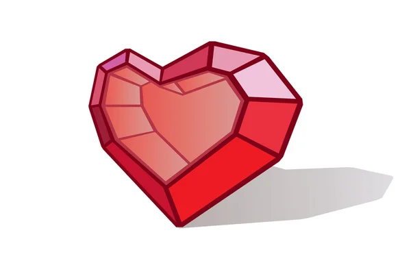 Robijnrood hart — Stockvector