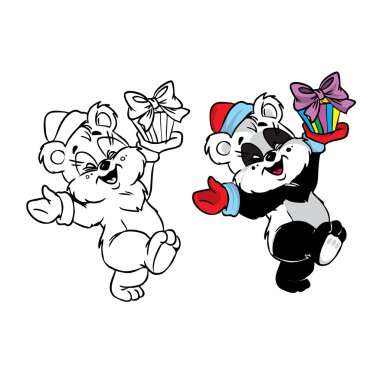 Christmas panda bear clipart