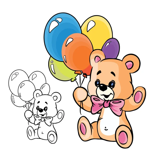 泰迪熊与气球 — 图库矢量图片