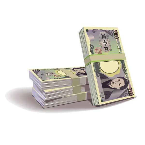 Ilustración de vectores de billetes de yen, tema financiero — Vector de stock