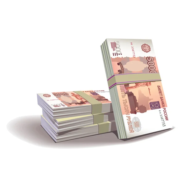 Ilustración de vectores de billetes de rublo, tema financiero — Vector de stock