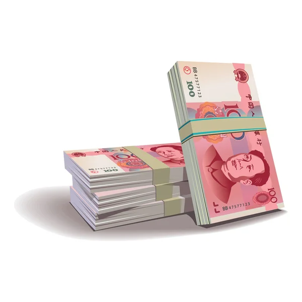 Векторная иллюстрация банкнот юаня, финансовая тема — стоковый вектор