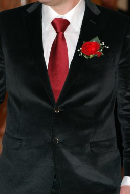 Groom suit with red rose clipart