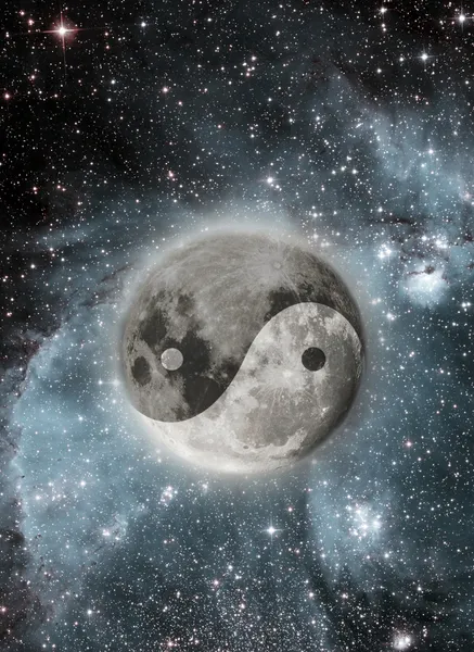 Luna con un segno di yin e yang — Foto Stock