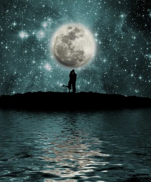 Простір, місяць, озеро — стокове фото