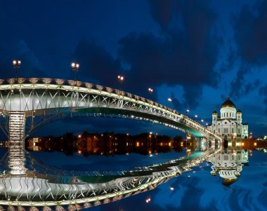 The Cathedral of Christ the Savior at night, Moscow, Russia clipart