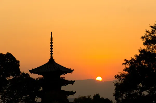 Vacker solnedgång i kyoto, japan Royaltyfria Stockfoton