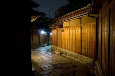 Kyoto streets at night clipart