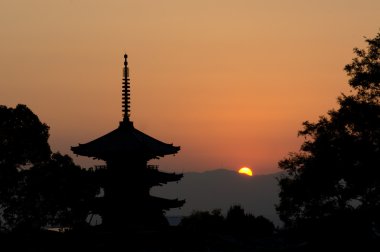 Beautiful sunset in Kyoto, japan clipart