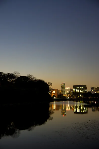 stock image The moment of sunset at osaka city in japan