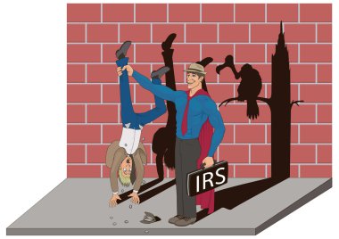 Illustraction of a irs man taking tax clipart