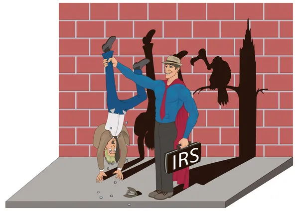 세금을 복용 하는 국세청 사람의 Illustraction — 스톡 벡터
