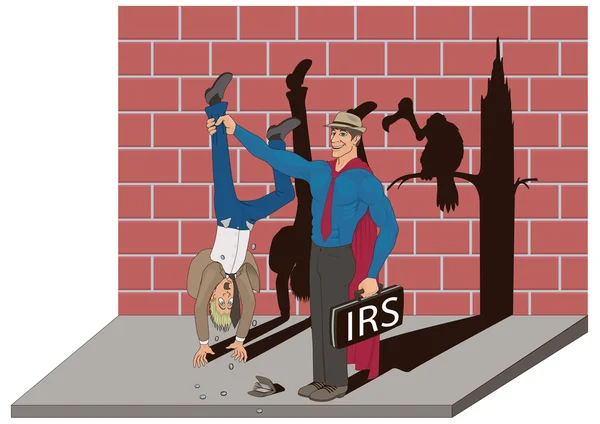 Illustraction van een man van de irs nemen van belasting Rechtenvrije Stockillustraties