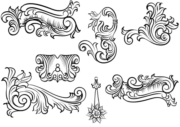 Desenho de elementos florais Vetores De Bancos De Imagens