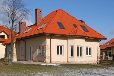 House with red roof clipart