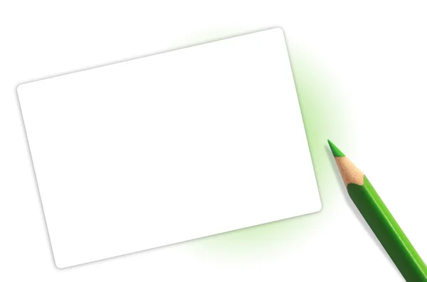 Lápis verde e papel — Fotografia de Stock