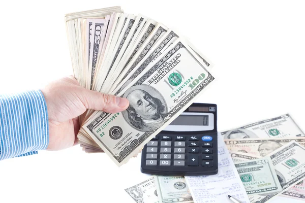 The man the bookkeeper counts money — Stock Photo, Image