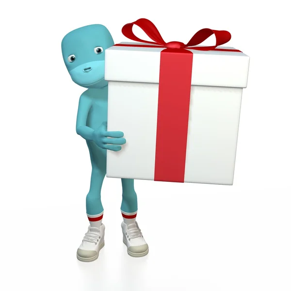 Arnold with a gift box — Stock Photo, Image
