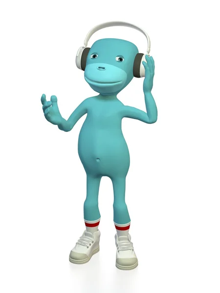 Arnold with headphones — Stock Photo, Image