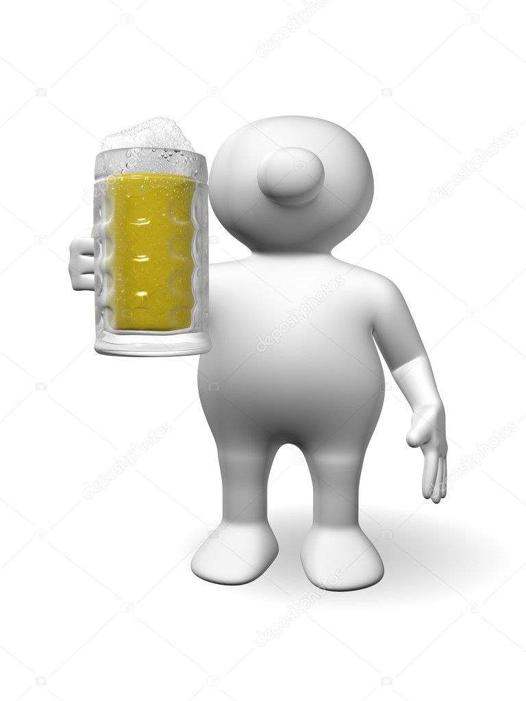 Logoman drinking a beer
