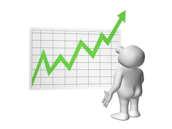 Logoman with positive chart — Stock Photo, Image