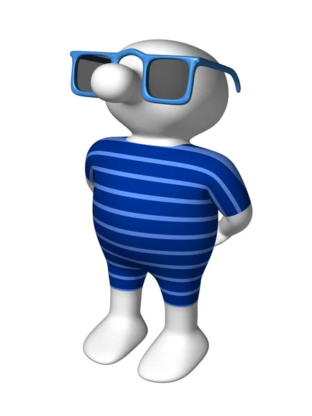 Logoman med blå solglasögon — Stockfoto