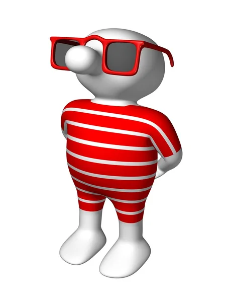Logoman com óculos de sol vermelhos — Fotografia de Stock