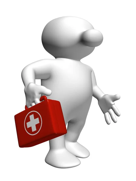 Logoman with first aid bag — Stock Photo, Image
