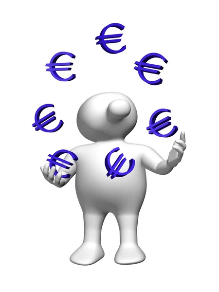Логомен жонглирует евро — стоковое фото